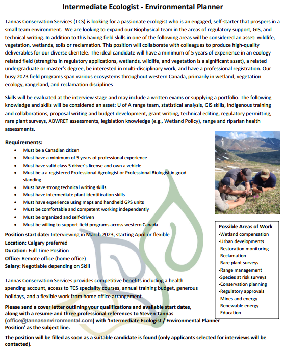 2023 - Intermediate Ecologist-Environmental Planner